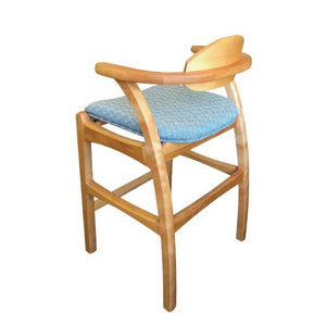 Linnaea Stool in standard or bar height sizes, a wide range of hardwoods, finishes, and fabric or leather upholstery seats