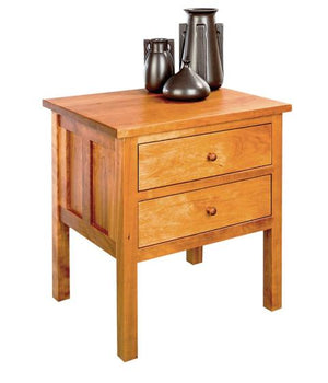 Craftsman 2-drawer Bed Table in Natural Cherry, bedroom furniture nightstand by Hardwood Artisans available near McLean, VA