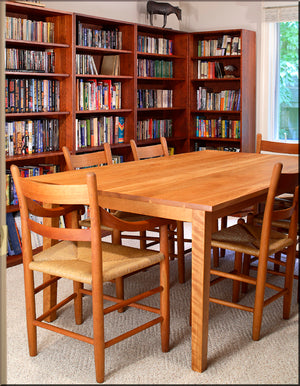 Large Shaker Table in Natural Cherry shown in a Library setting, a strong and natural wooden furniture near Purcellville VA