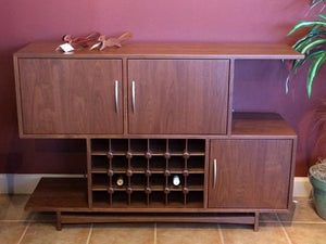 Mid Century Wine Cabinet a custom furniture piece available for order online & delivery in Virginia, Maryland & Washington DC