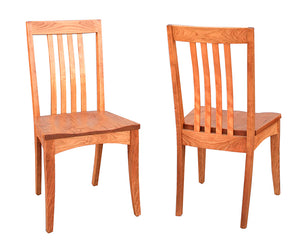 Middleburg Side Chair shown with Wood Seats in Cherry custom-crafted, solid hardwood, Amish joinery, hand-finished furniture