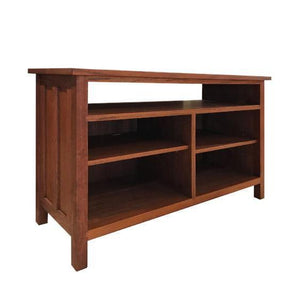 Craftsman TV Stand in Mahogany Custom Sustainable Living Room furniture Made in the USA by Hardwood Artisans near Springfield