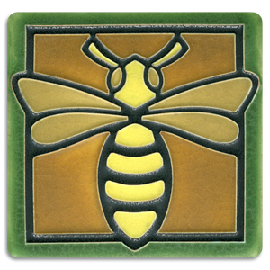 Motawi Art Tile Green Bee made in USA at Hardwood Artisans in Arlington, Virginia