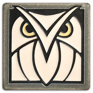 Motawi Art Tile Grey and White Owl made in USA at Hardwood Artisans in Arlington, Virginia