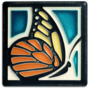 Motawi Art Tile Turquoise Butterfly made in USA at Hardwood Artisans in Culpeper, Virginia