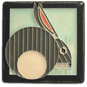 Motawi Tile, Hare, Light Blue, made in Michigan and sold by Hardwood Artisans in Culpeper, VA