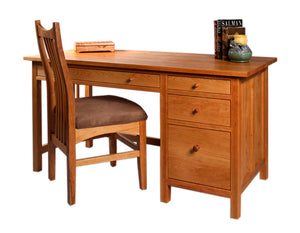 Custom Home Office Craftsman Desk with Artisan Chair in Natural Cherry
