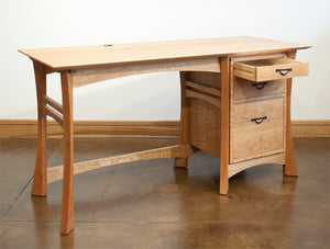 Waterfall Desk office furniture in cherry, mahogany, walnut, birch, maple, curly maple, red or 1/4-sawn white oak hardwoods