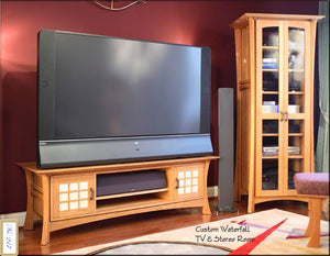 Custom Waterfall TV Console in Natural Cherry
