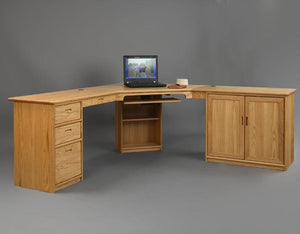 Custom Office Designs - L-shaped Executive Corner Desk in Red Oak by Hardwood Artisans furniture near Rappahannock County VA