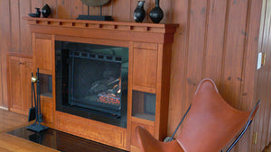 Fireplace Mantel in Cherry a Custom Designed Built-in Solution by Hardwood Artisans in Virginia, Maryland, and Washington DC
