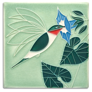 Motawi Art Tile Little Sipper Hummingbird made in USA at Hardwood Artisans in Arlington, Virginia
