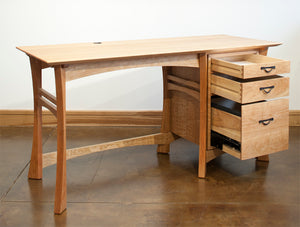 Waterfall Desk custom heirloom quality, sustainable, executive or home office furniture handcrafted in natural hardwoods