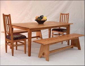 Large Shaker Table with Hampton Chairs and Nantucket Benches in Natural Cherry are made using natural North American hardwood