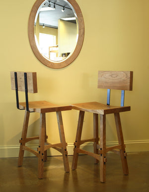 Shinto Counter Height Stool w/ Back shown w/ Oval Mirror in Natural Cherry furniture in Virginia, Maryland & Washington DC