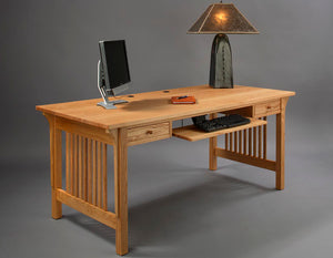 Mission Table Desk in Red Oak featuring large area work station furniture for executive or home office by Hardwood Artisans