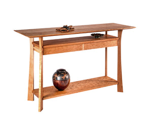 Waterfall Hall Table in Cherry perfect for a bedroom, small dining room serving table, or behind a sofa, solid furniture