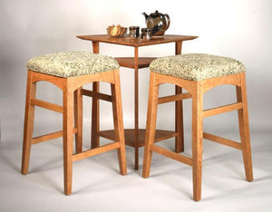 Artisan Bar Height Stools in a Natural Cherry backless version shown w/ Waterfall Corner Table in Mahogany, Hardwood Artisans