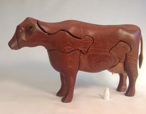 Chapman Puzzle Brown Cow in Mahogany made in USA att Hardwood Artisans in Bethesda, Maryland