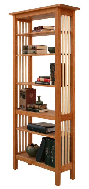 Crofters Bookcase with open back and slatted sides, furniture pairs well in any living space, handmade near Henrico County