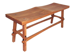 Double Shinto Cherry Bench for dining room seating made by hand in Culpeper, Charlottesville, Stafford, VA
