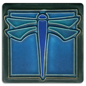 Motawi Art Tile Turquoise Dragonfly made in USA at Hardwood Artisans in Bethesda, Maryland