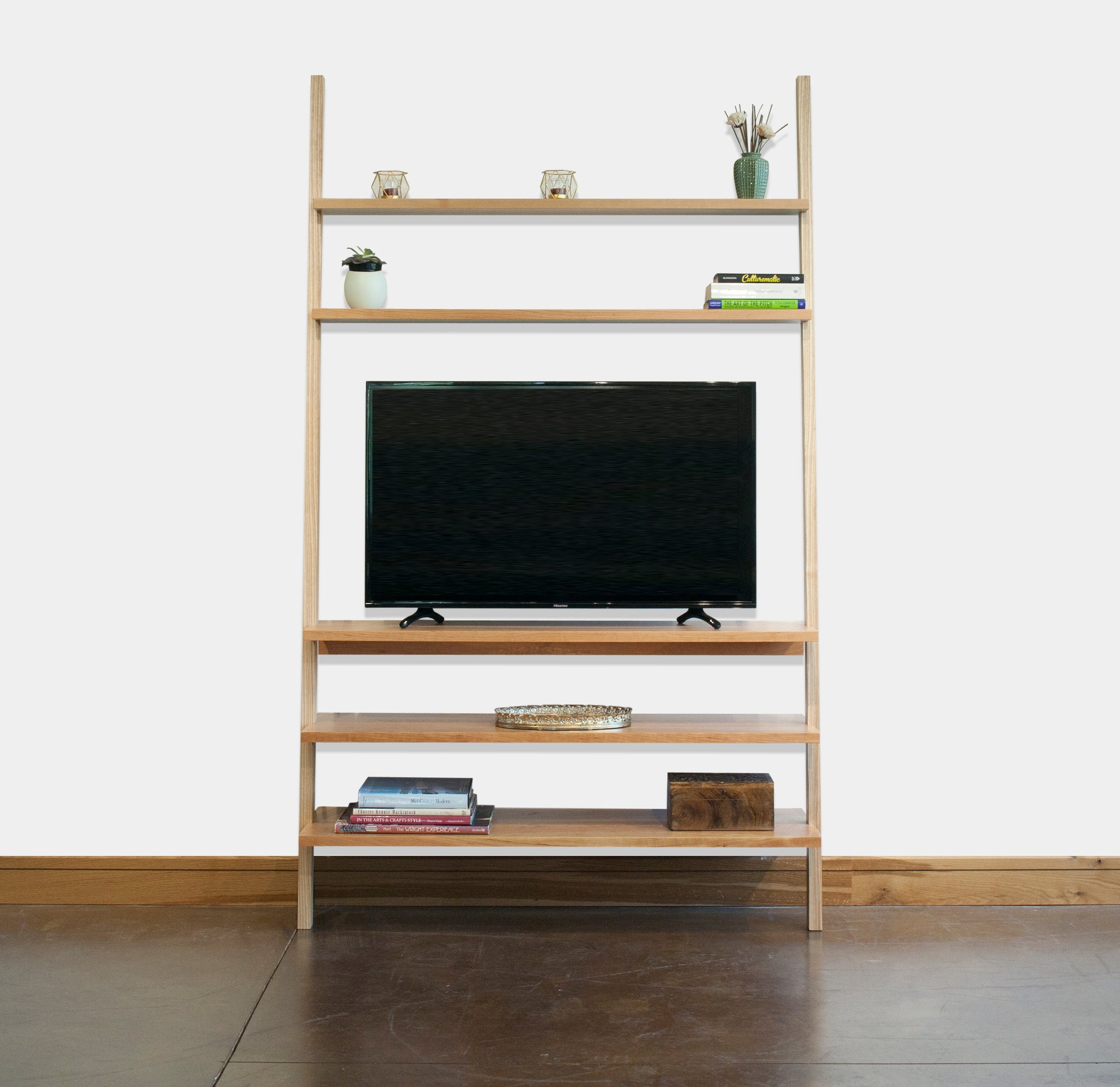 Leaning TV Stand - Hardwood Artisans