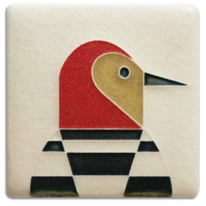 Motawi Art Tile Woodpecker made in U.S.A. at Hardwood Artisans in Charlottesville, Virginia