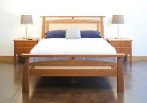 Pasadena Bed in red oak, birch, maple, cherry, mahogany, curly maple, or quarter sawn white oak through Hardwood Artisans, VA