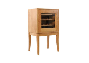 Petite Wine Cabinet in cherry with danish oil finish that holds 20 wine bottles made in the USA at Hardwood Artisans in Culpeper, Virginia