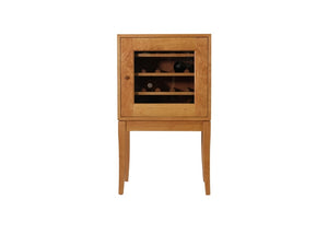 Petite Wine Cabinet in cherry with danish oil finish that holds 20 wine bottles made in the USA at Hardwood Artisans in Bethesda, Maryland