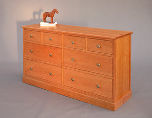 Shaker Four over Four Dresser in Natural Cherry solid wood bedroom furniture by Hardwood Artisans accessible near Bowie MD