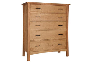 Baton Rouge 5-Drawer Tall Chest of drawers in Natural Cherry is one item of an entire bedroom furniture set Made in the USA
