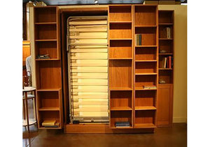 Bi-Folding Bookcase Wall Bed bedroom furniture with modern panel doors & nightstands custom made  near Fauquier County