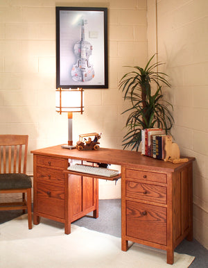 Craftsman Franklin Desk in Red Oak with Mission Oak Finish