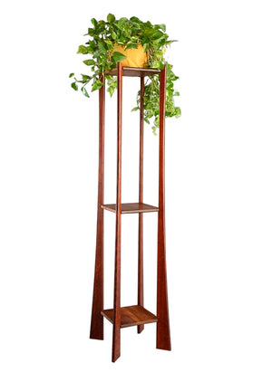 Tall Plant Stand in Quarter Sawn White Oak w/ Chataqua Stained Legs and two lower shelves the perfect accent table or gift