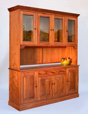 Shaker Hampton Sideboard and Custom Hutch shown in Mahogany handcrafted by Hardwood Artisans a premium brand Made in Virginia