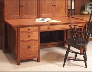 Craftsman Home Office Desk w/ a large workhorse top and optional keyboard tray or pencil drawer in various hardwoods/finishes