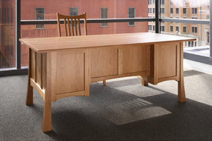 Glasgow Professional Desk w/ back detail shown elegant office furniture custom made in assorted hardwoods from North America