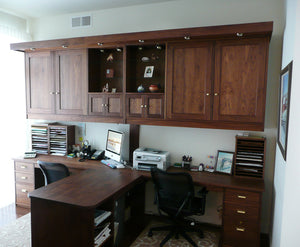 Office Built-Ins by Hardwood Artisans features built-in desks, cabinets and shelving for small spaces near Fairfax Station VA