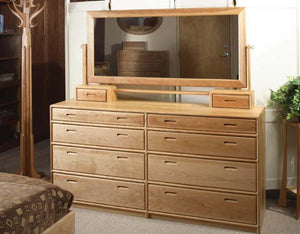 Contemporary 8-Drawer Dresser with Hall Tree in Natural Cherry displays a modern bedroom furniture style handcrafted in VA