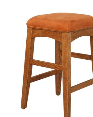 Artisan Stool in Red Oak shows a no-back version bar and counter-height natural solid hardwood Kitchen or Bar Chair or Stool