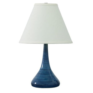 Scatchard Lamp Blue Gloss unique designer ceramic lamp made in USA and sold at Hardwood Artisans in Elkwood, Virginia