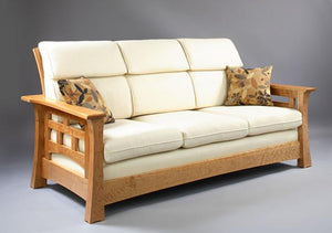 Mackintosh Tall-Back Sofa in Natural Cherry living room seating furniture Made in America by Hardwood Artisans in Virginia