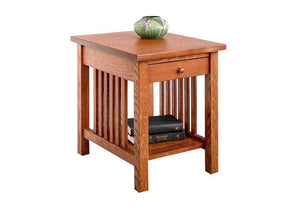 Crofters End Table w/ drawer in 1/4-Sawn White Oak Hardwood w/ English Oak Finish is Made in the United States near Derwood