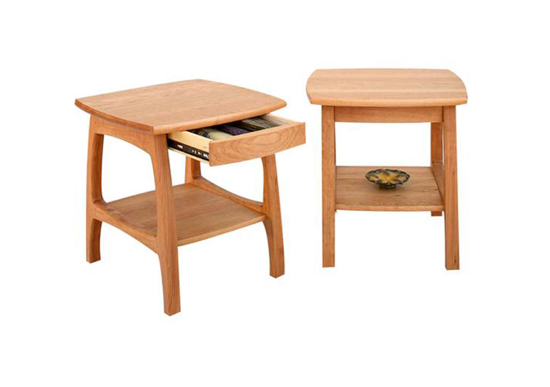 Authentic End Tables Tribesigns Solid Wood Side Table, 2 Drawer Narrow