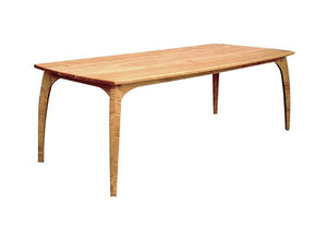 Linnaea 4-Leg Table featured in in Natural Cherry w/ curvy legs & large top perfect for large gatherings and dinner parties