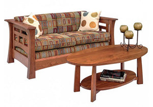Mackintosh Loveseat shown with Bungalow Coffee Table in Cherry w/ Mahogany Wash, living room furniture near Fairfax Station