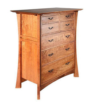 Waterfall Empress Chest in Curly Maple features quality bedroom furniture dresser made to order by Hardwood Artisans near DC