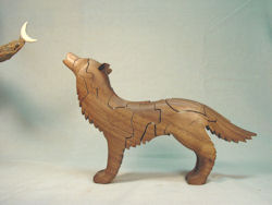 Chapman Puzzle Howling Wolf in Ash or Walnut made in USA at Hardwood Artisans in Washington, DC